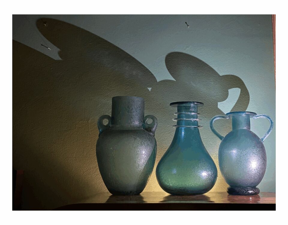 Trittico di vasi a pomo in vetro di Murano acidato rosa, Flavio Poli per Seguso