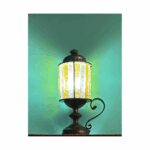 Lampada a lanterna brutalista in bronzo e vetro a lastre, Longobard, anni '60