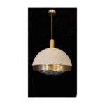 Lampada a sospensione a cupola in metallo laccato e ottone, Pia Guidetti Crippa per Lumi
